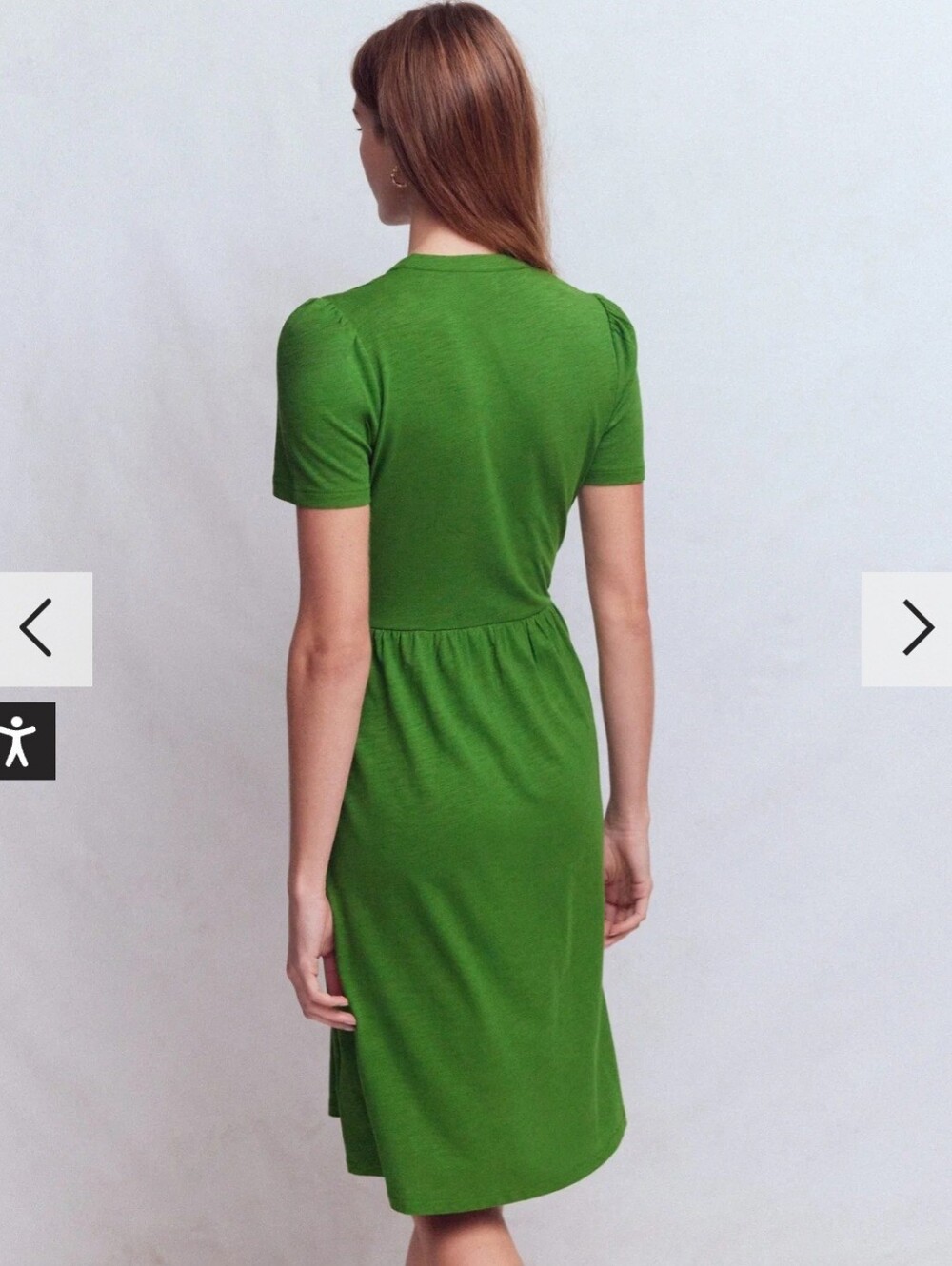 Boden Naomi Green V-Neck Short Sleeve Jersey Dress Pockets Knee 4R Length - Picture 3 of 14